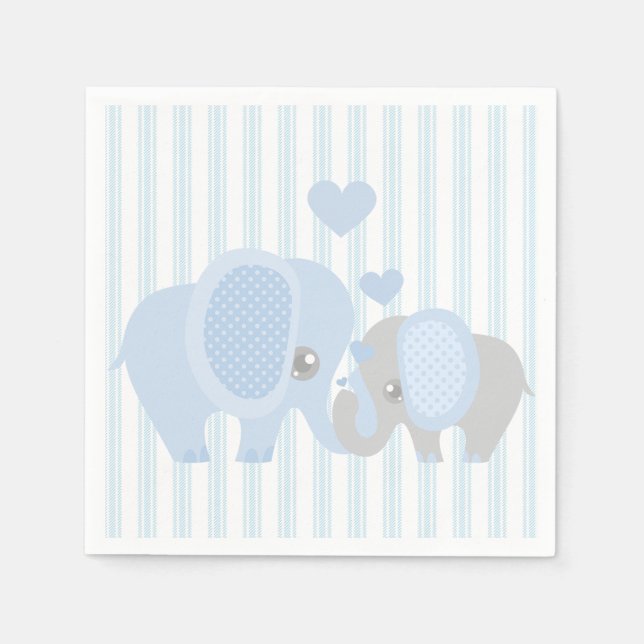 Serviette Jetable Beau bébé garçon bleu éléphant (Devant)