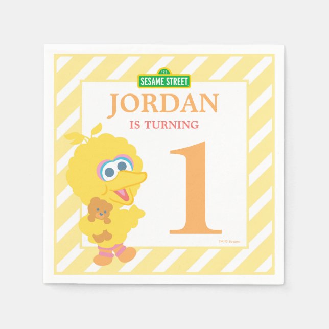 Serviette Jetable Bébé Big Bird Papier Anniversaire (Devant)