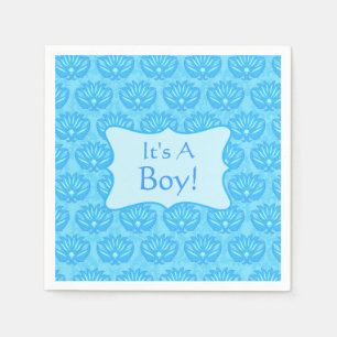 Serviette Jetable Bébé Damas Bleu C'Est Un Garçon Faire-part