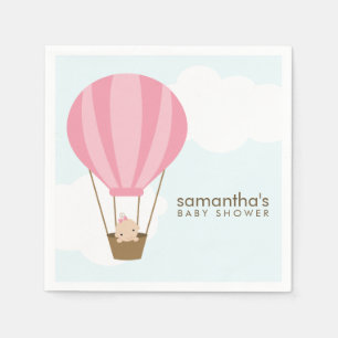Serviette Jetable Bébé dans le baby shower chaud rose de ballon à