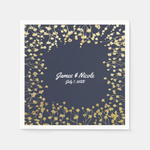 Serviette Jetable Bébé d'or souffle Floral Rustic Blue Mariage