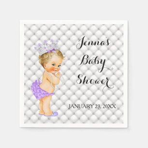 Serviette Jetable Bébé fille princesse blonde Diamants Lavande