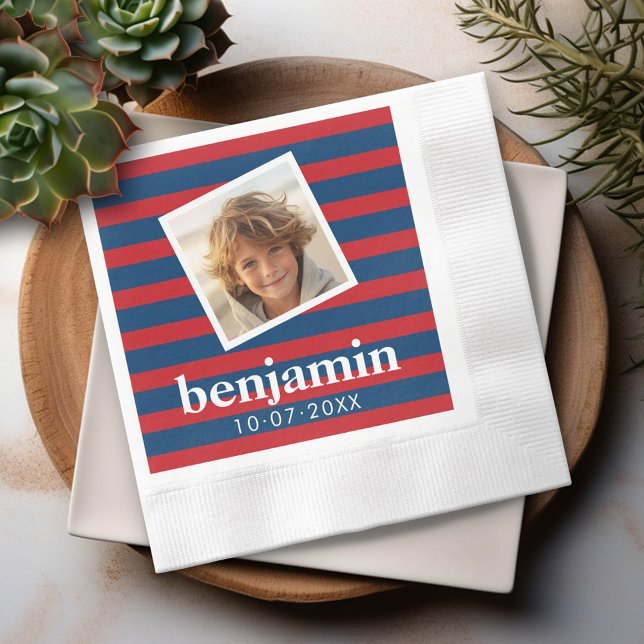 Serviette Jetable Bébé photo et anniversaire mignon garçon Motif ray (Custom Party Napkins)