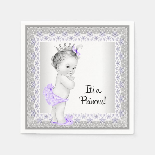 Serviette Jetable Bébé violet et gris Douche fille (Devant)
