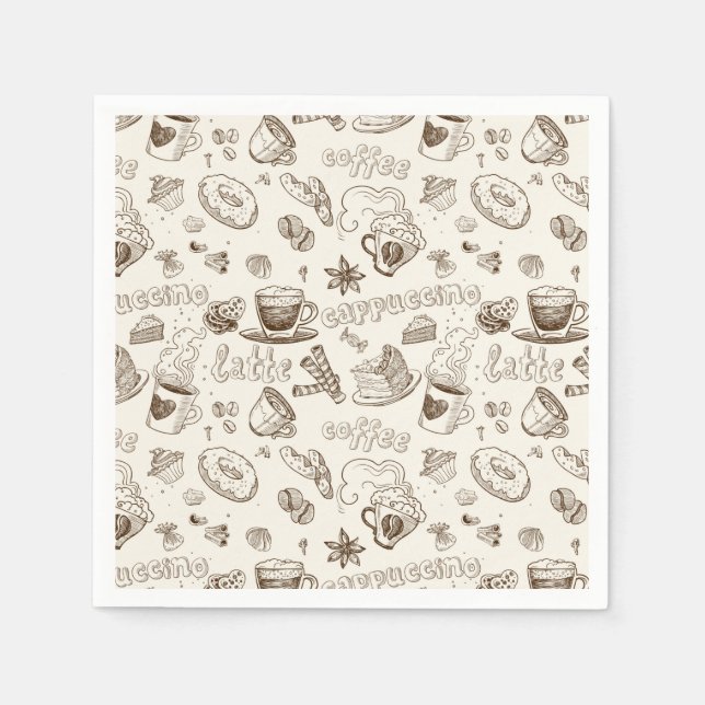 Serviette Jetable Belle Café Espresso Design (Devant)