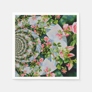 Serviette Jetable Belle roses roses rouges rétro aquarelle fleurie