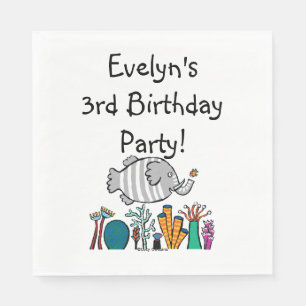 Serviette Jetable Belle scène de poisson éléphant avec corail