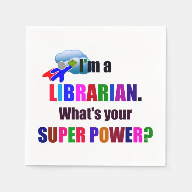 Serviette Jetable Bibliothécaire Superhero - Gras Conception de text (Devant)