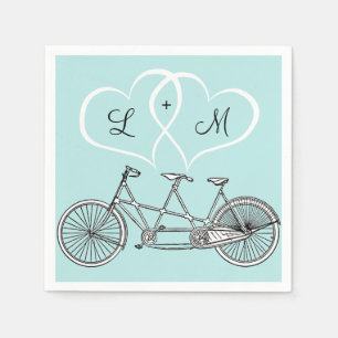 Serviette Jetable Bicyclette pour deux coeurs Mariage personnalisé N