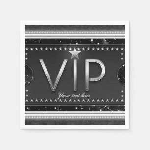 Serviette Jetable Billet VIP personnalisé pour la fête Black & Silve