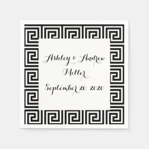 Serviette Jetable Black and White Greek