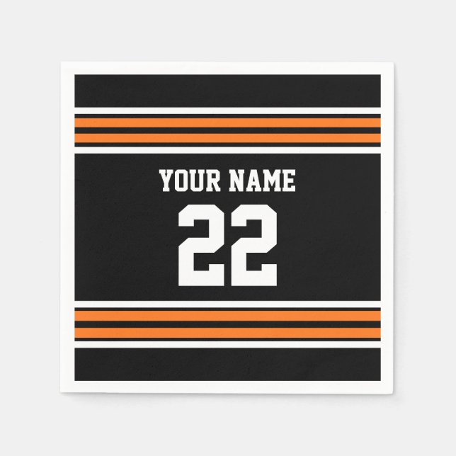 Serviette Jetable Black avec Orange White Stripes Team Jersey (Devant)