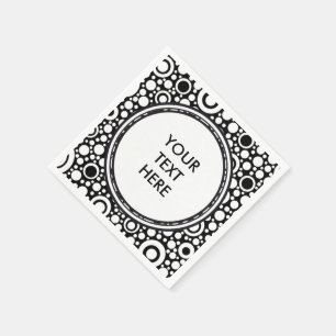 Serviette Jetable Black Dots & Circles Grid + your backgr. &
