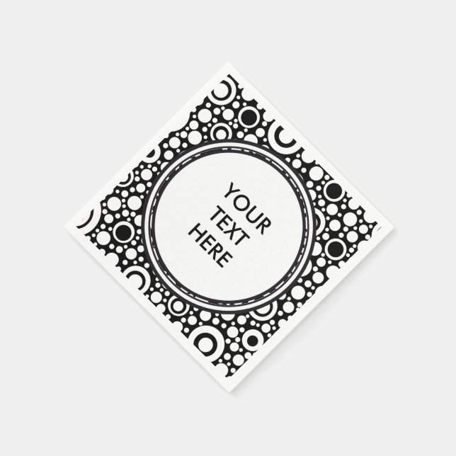 Serviette Jetable Black Dots & Circles Grid + your backgr. & (Coin)