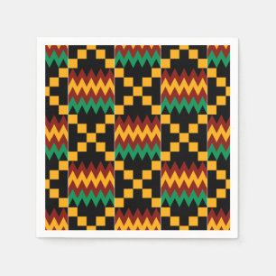 Serviette Jetable Black, Green, Red, et Yellow Kente Cloth