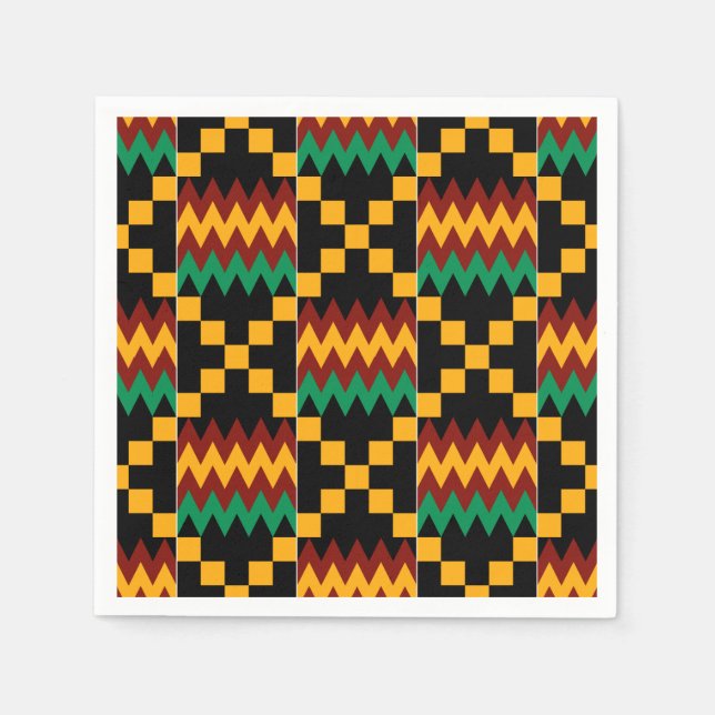 Serviette Jetable Black, Green, Red, et Yellow Kente Cloth (Devant)