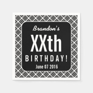 Serviette Jetable BLACK PLAID chaque année Anniversaire B05A