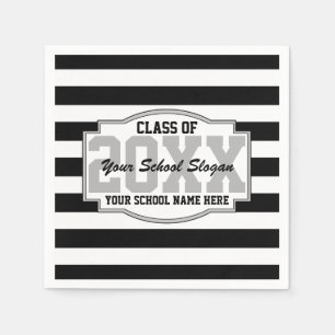 Serviette Jetable Black Stripes Classe de 20XX Graduation Party