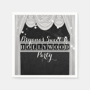 Serviette Jetable Black & White HOLLYWOOD rideaux élégante fête