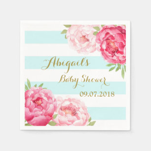 Serviette Jetable Bleu clair Baby shower rose Floral serviettes