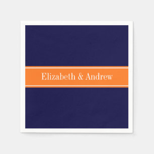 Serviette Jetable Bleu de marine solide,  Citrouille Nom Monogramme