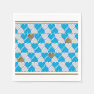 Serviette Jetable Bleu, motif bavarois blanc.