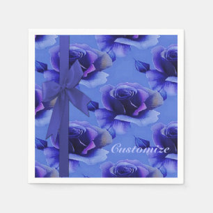 Serviette Jetable Bleu Rose motifs floraux serviettes