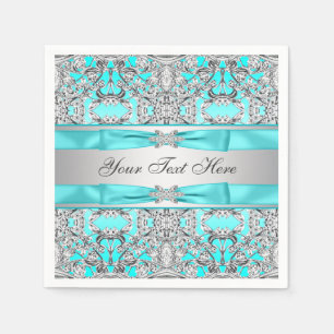 Serviette Jetable Bleu turquoise et argent
