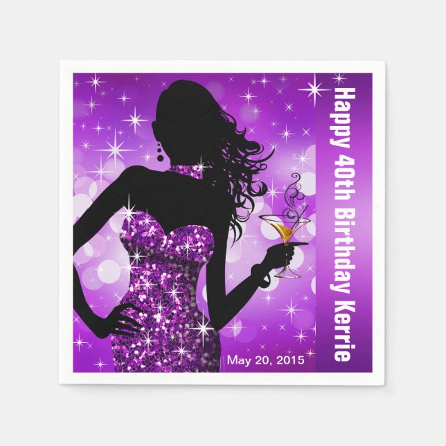Serviette Jetable Bling Bombshell Sparkle fête d'anniversaire | viol (Devant)