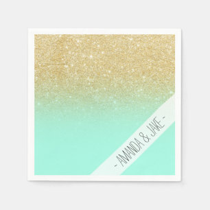 Serviette Jetable Bloc doré foncé turquoise moderne