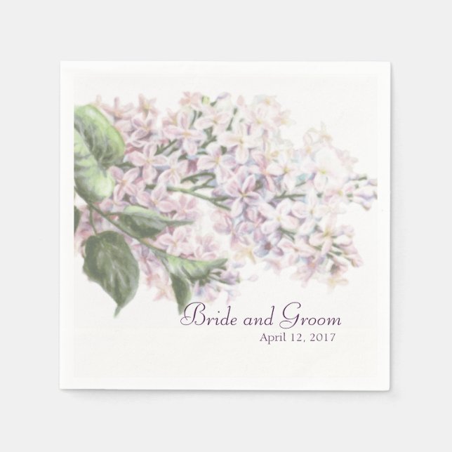 Serviette Jetable Blooms mariages Lilac (Devant)