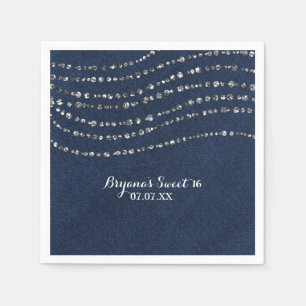 Serviette Jetable Blue Denim & Diamonds Sparkling Birthday Party