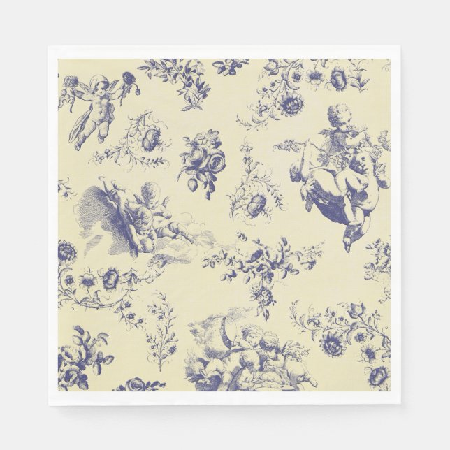 Serviette Jetable Blue Toile France Pays Cherub Motif (Devant)