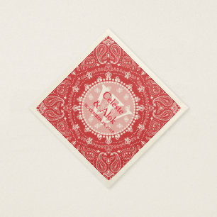 Serviette Jetable Bohème Style Rouge Mariage personnalisé