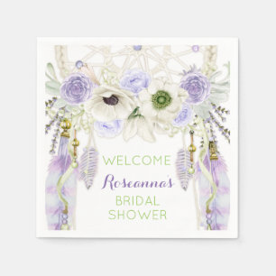 Serviette Jetable Boho Dream Catcher Plume Tribal Lavender
