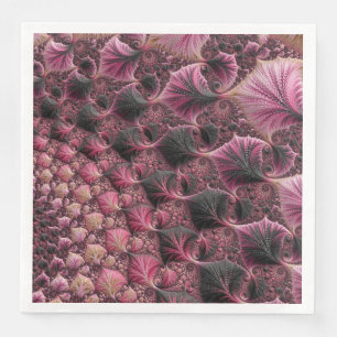 Serviette Jetable Boho Funky Éclectique Rose Noir Abstrait Fractal