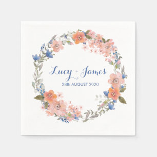 Serviette Jetable Boho Watercolor Floral Wreath Mariage Napkins