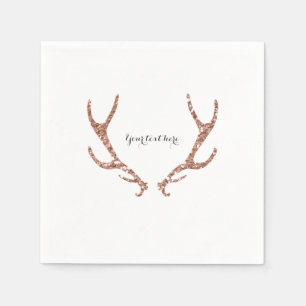 Serviette Jetable Bois de cerf rustique pailleté de rose fête glamou