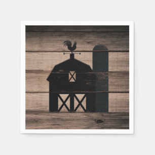 Serviette Jetable Bois rustique vieilli noir grange mariage champêtr