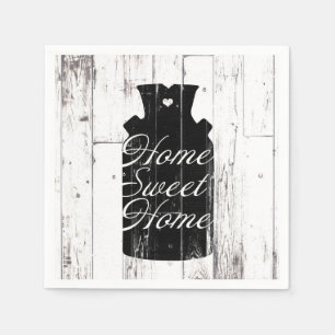 Serviette Jetable Bol en bois blanc de ferme cruche de lait Maison D