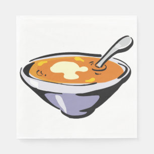 Serviette Jetable Bol soupe de tomate avec cuillère