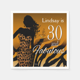 Serviette Jetable Bombshell Leopard 30e anniversaire   doré