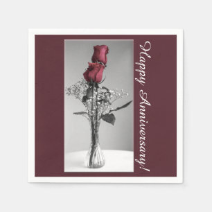 Serviette Jetable Bon anniversaire de Mariage   Red Roses photo