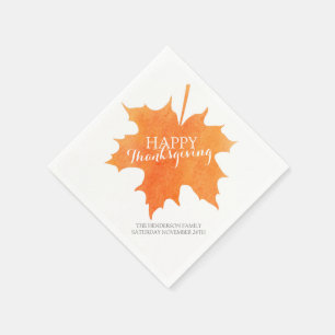 Serviette Jetable Bon thanksgiving aquarelle serviettes en feuille d
