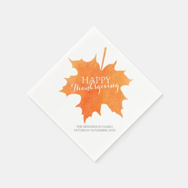 Serviette Jetable Bon thanksgiving aquarelle serviettes en feuille d (Coin)