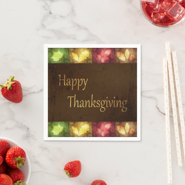 Serviette Jetable Bon thanksgiving Grunge Feuilles (En situation)