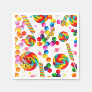 Serviette Jetable Bonbon Arc-en-ciel Joyeux Anniversaire Candyland