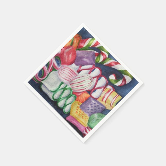 Serviette Jetable Bonbons de Noël mixtes (Coin)