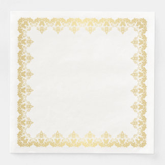 Serviette Jetable Bordure Papier Napkins-Or