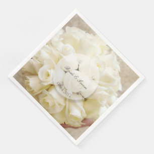 Serviette Jetable Bouquet de fleurs de Mariage nuptiale blanche